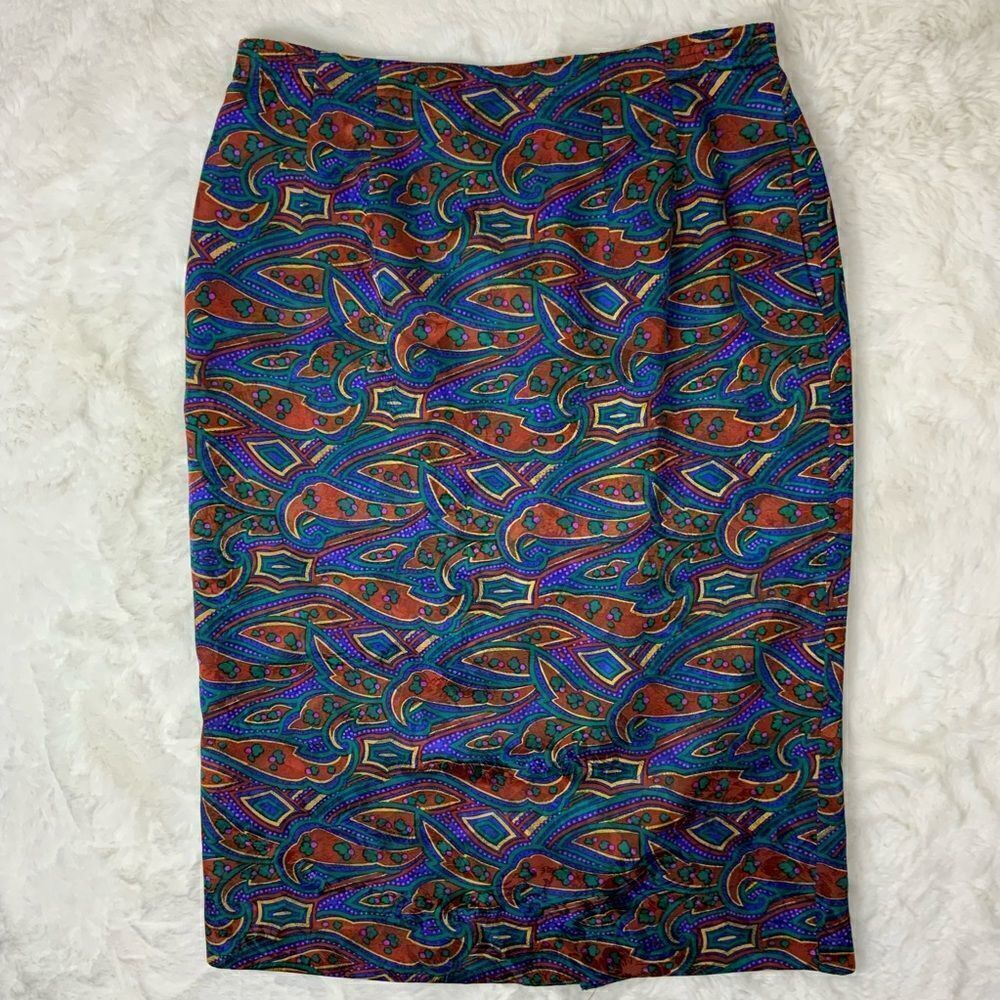 Vintage Anne Crimmins for Umi 100% silk pencil skirt